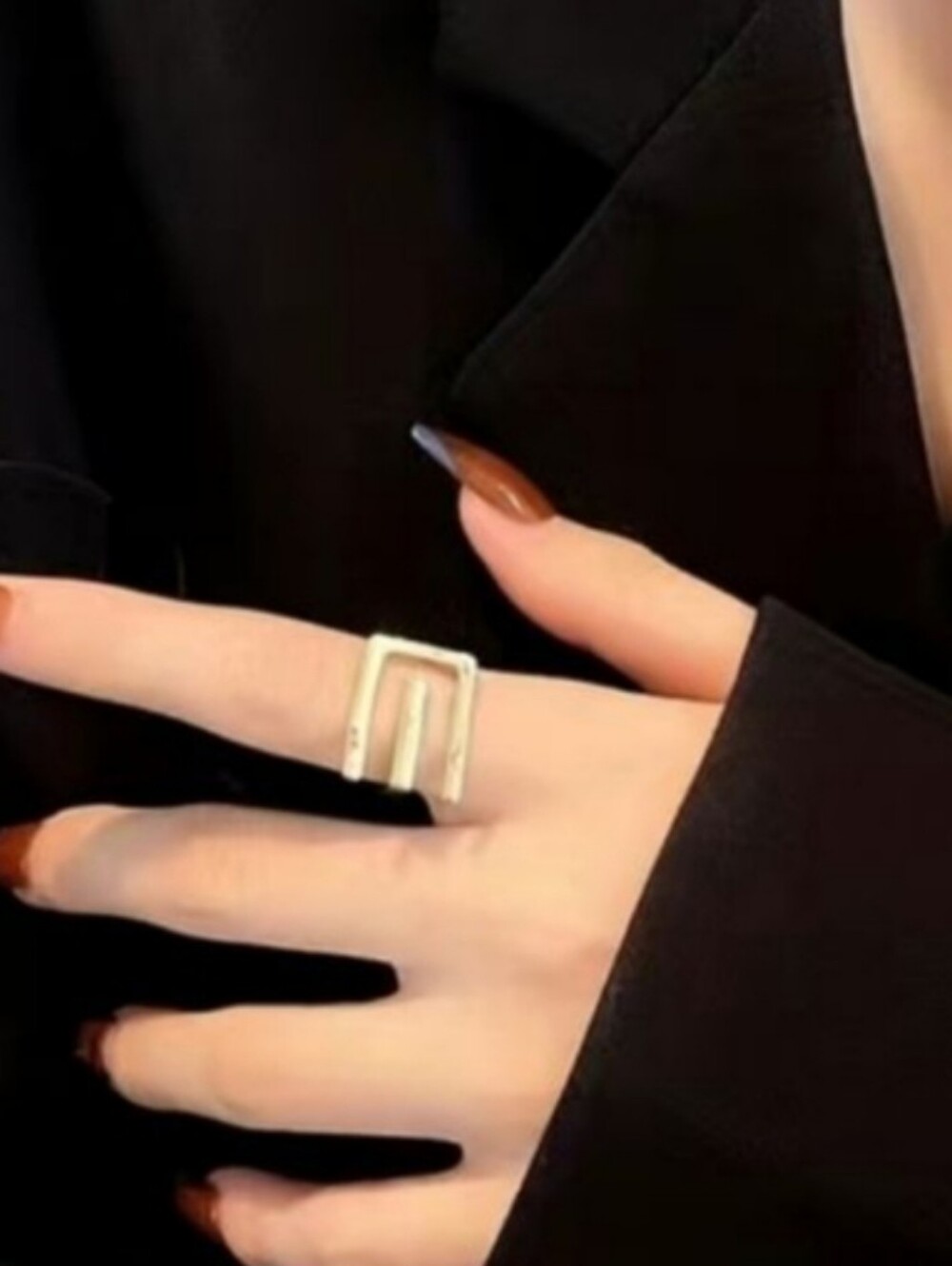 New! Stainless Steel Gold Plated Modern Geometric Ring - Women Jewelry - Picture 3 of 3